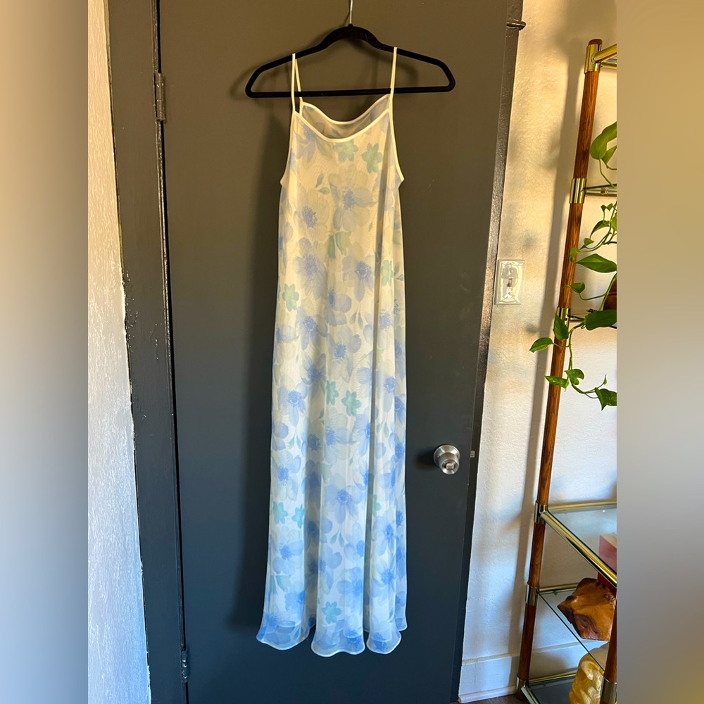 Vintage Sheer Floral Maxi Dress Size Small